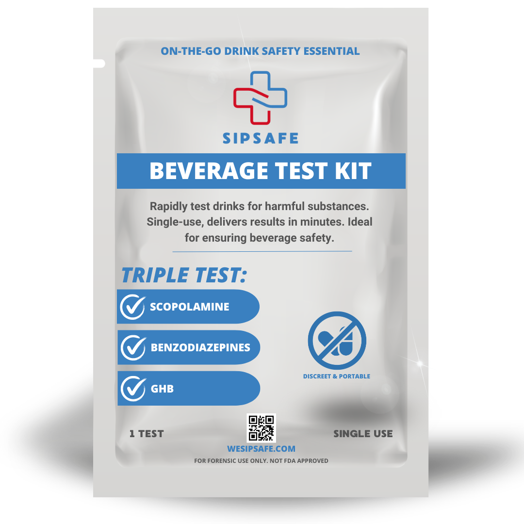 4 Pack - SipSafe Beverage Tampering Detection Kit for Scopolamine, Benzodiazepines & GHB