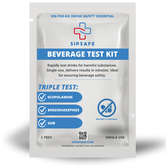 4 Pack - SipSafe Beverage Tampering Detection Kit for Scopolamine, Benzodiazepines & GHB